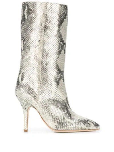 Paris Texas Snake-effect Boots In Gold