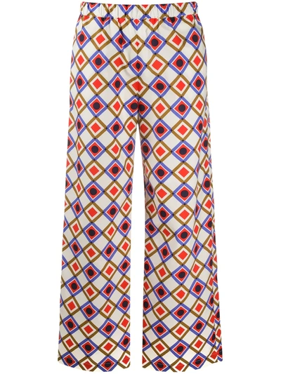 Aspesi Square Print Straight Trousers In Neutrals