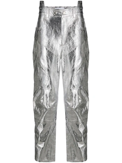 Ambush Metallic Straight-leg Trousers In Silver