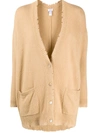 Avant Toi Distressed Finish Oversized Cardigan In Neutrals