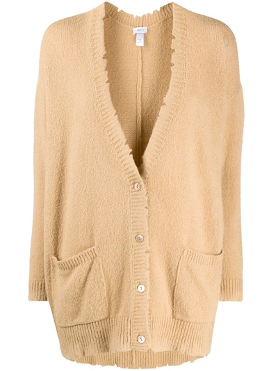Avant Toi Distressed Finish Oversized Cardigan In Neutrals