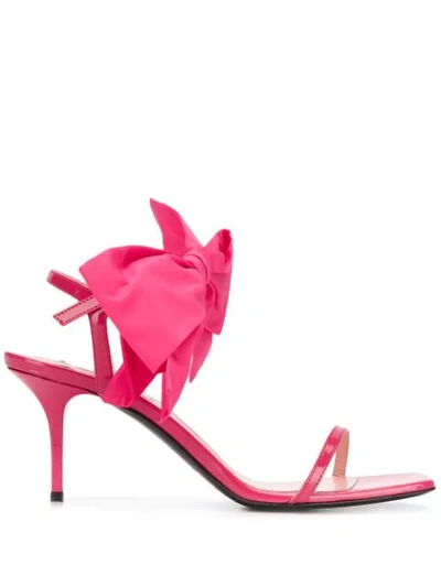 Msgm Bow-embellished Stiletto Sandals In Pink