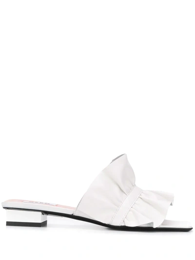 Msgm Ruched Square-toe Sandals In White