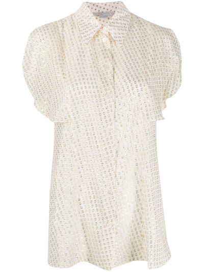 Stella Mccartney Jacquard-pattern Silk Blouse In White