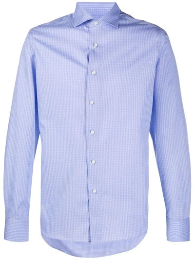 Canali Plain Slim-fit Shirt In Blue