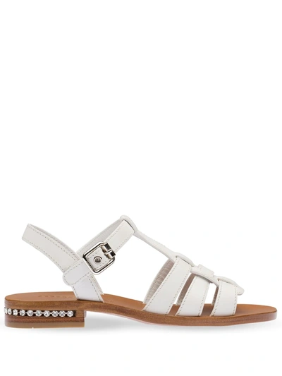 Miu Miu Crystal Embellished Sandals In White