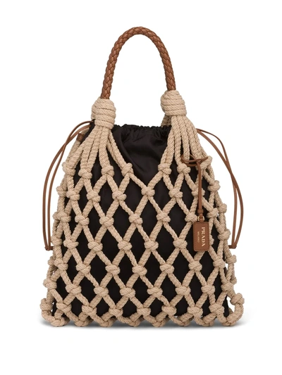 Prada Knotted Cord Tote Bag In Neutrals | ModeSens