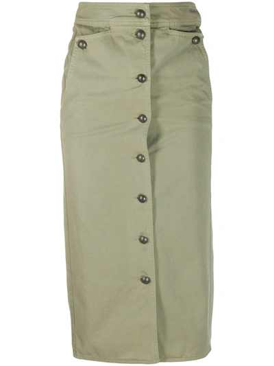 Etro Buttoned Midi Skirt In Green