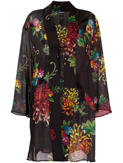 Dsquared2 Floral Print Kaftan In Black