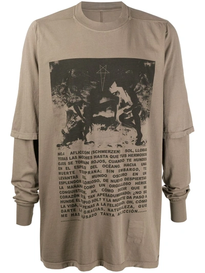 Rick Owens Drkshdw Ritual-print Layered T-shirt In Neutrals