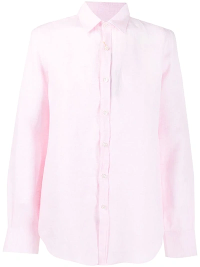Canali Crinkled Effect Curved Hem Shirt In Pink