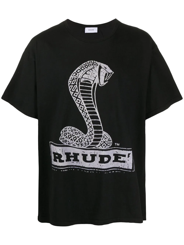 Rhude Graphic Logo Print T-shirt In Black | ModeSens