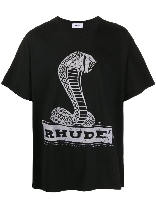 Rhude Graphic Logo Print T-shirt In Black | ModeSens