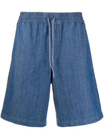 Apc Drawstring Denim Shorts In Blue