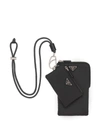 Prada Double-pouch Lanyard In Black