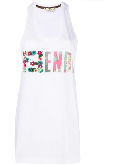 Fendi Embroidered Ff Motif Tank Top In White