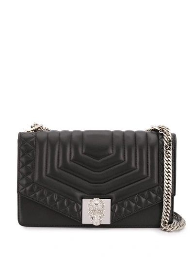 Philipp Plein Logo Skull Quilted Shoulder Bag In Black