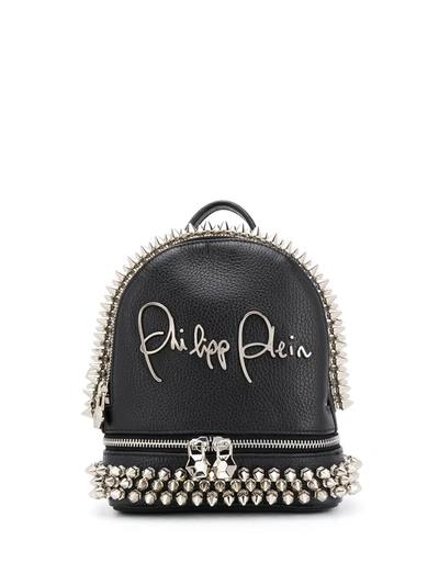 Philipp Plein Studded Logo Plaque Backpack In Black