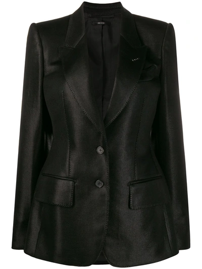 Tom Ford Single-breasted Leather Blazer In Black