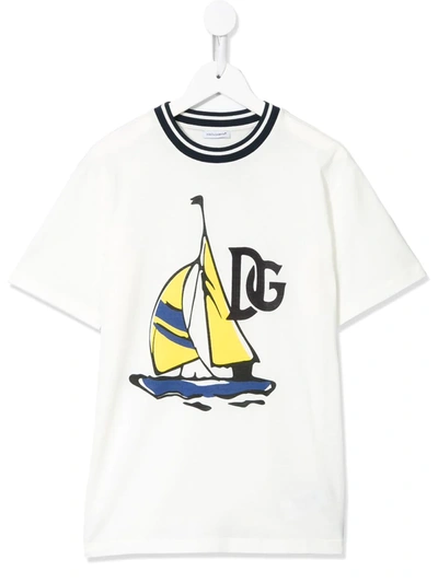 Dolce & Gabbana Kids' Logo Print T-shirt In White