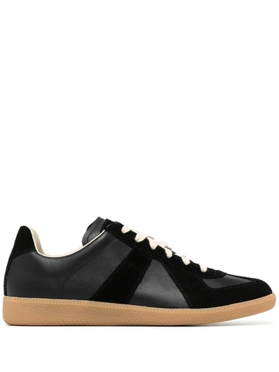 Maison Margiela Replica Low-top Suede Trainers In Black