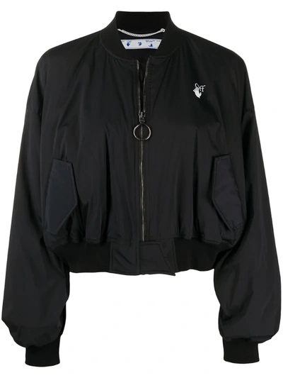 Off-white Varsity Nylon Bomber Jacket In Black