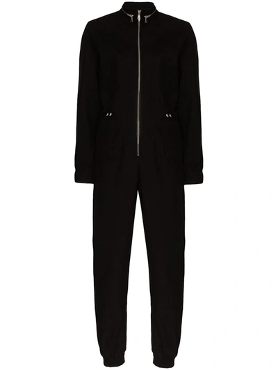 Rta Halima Zip Detail Cotton & Linen Jumpsuit In Black