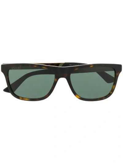 Gucci Rectangular Frame Sunglasses In Green
