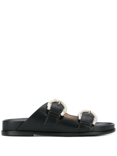 Stuart Weitzman Juanita Flat Sandals In Black