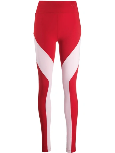 Y-3 Colour-block Leggings In Red