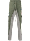 Greg Lauren Contrast-leg Cargo Trousers In Green