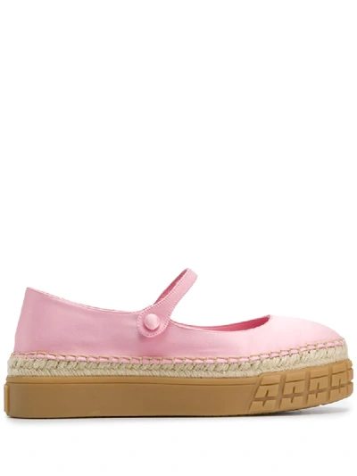 Prada Flatform Ballerina Shoes In Pink