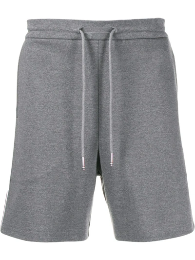 Thom Browne Interlock Rwb Stripe Mid-thigh Shorts In Grey