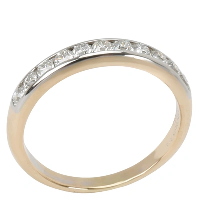 Pre-owned Tiffany & Co Lucida 0.55 Ctw Diamond 18k Yellow Gold And Platinum Wedding Band Ring Size 56