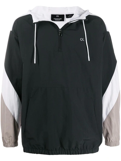 Calvin Klein Panelled Logo Anorak In Black