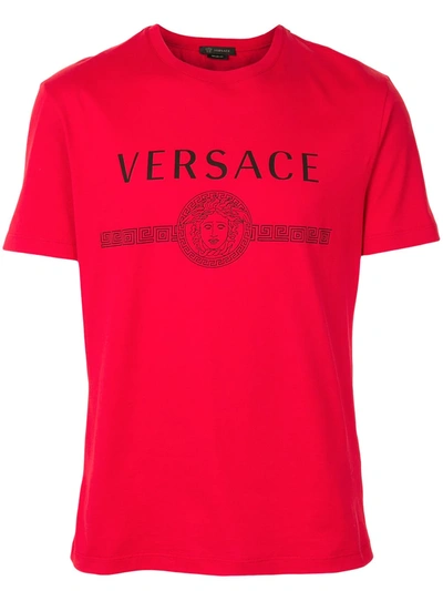 Versace Sustainable Logo Slim Fit T-shirt In Red