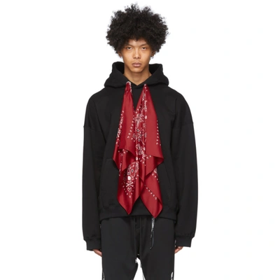 Mastermind Japan Mastermind World Black And Red Boxy Bandana Hoodie In 2 Blk/red
