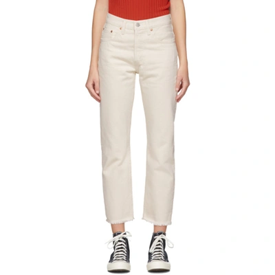Levi's Levis Off-white 501 Original Cropped Jeans In Beige | ModeSens