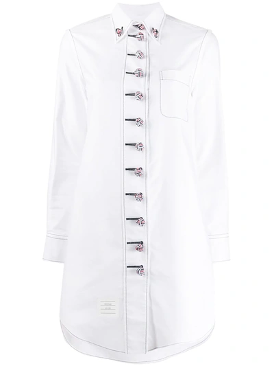 thom browne white dress Women's Textured Pique Polo Dress in Pale Grey Size 42