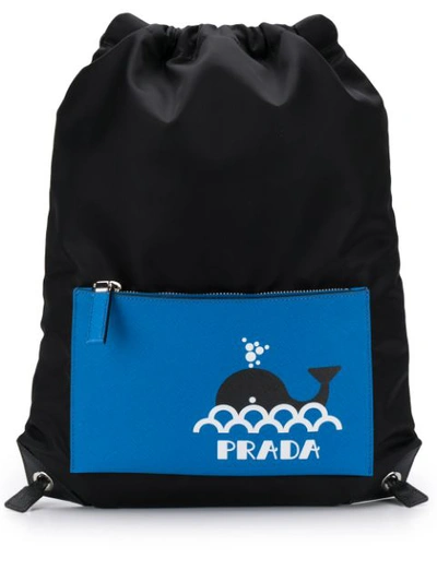 Prada Whale Motif Backpack In Black