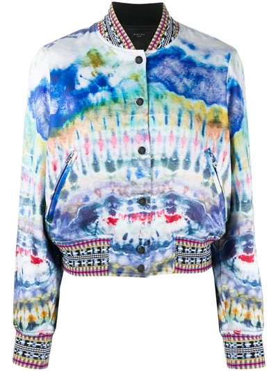 Amiri Abstract Print Bomber Jacket In Blue