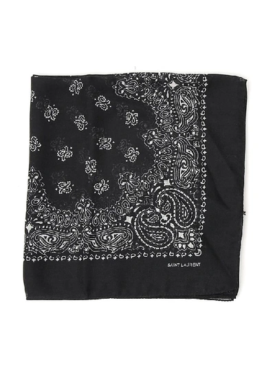 Saint Laurent Skull & Heart Wool Scarf In Black/ivory