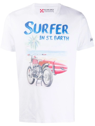 Mc2 Saint Barth Surfer Crew Neck T-shirt In White