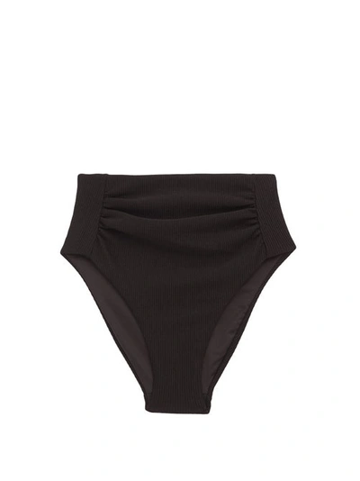 Self-portrait Gathered High-rise Bikini Briefs In Black