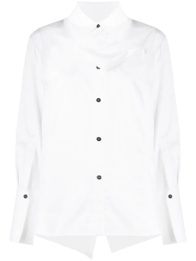 Eudon Choi Draped-front Long Sleeved Shirt In White