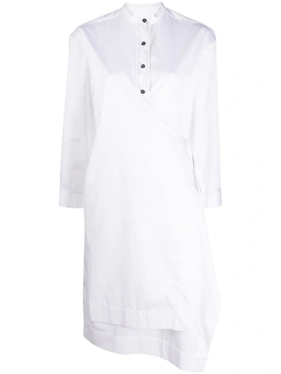 Eudon Choi Wrap-front Band-collar Shirt Dress In White