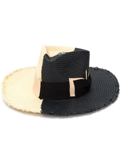 Nick Fouquet Tree Bones Frayed-brim Straw Fedora In Black ,neutral