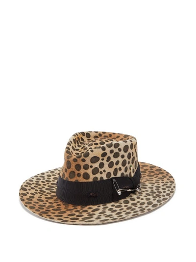 Nick Fouquet Lynx Safety-pinned Leopard-print Felt Fedora Hat In Brown