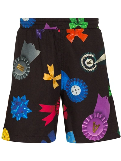 Aries Bows Print Cotton Shorts In Black