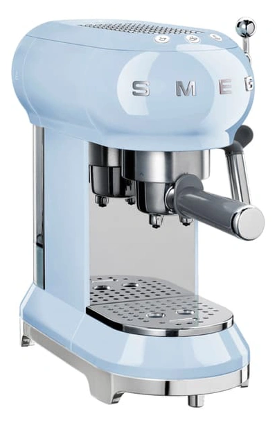 Smeg '50s Retro Style Espresso Coffee Machine In Pastel Blue